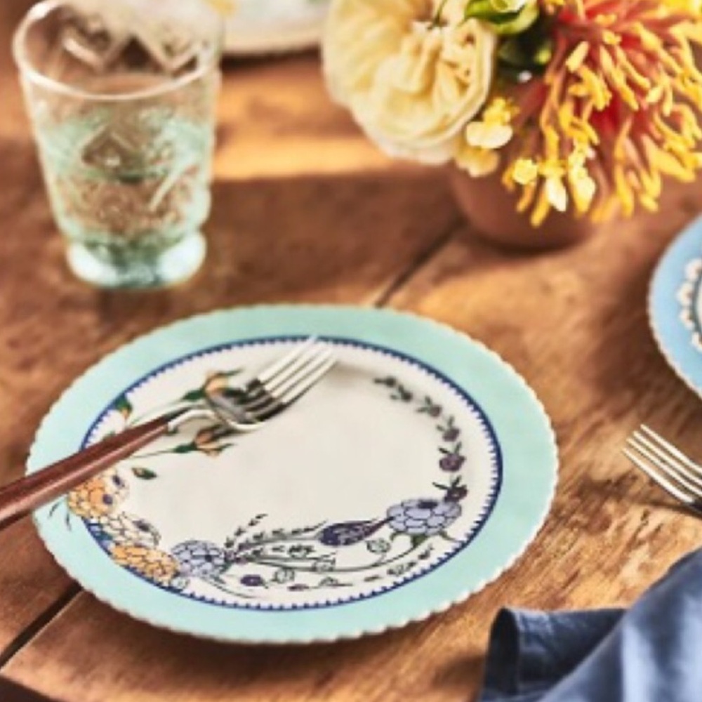 Anthropologie Turkuaz Kitchen Plates Handpainted Glazed Stoneware Floral NWT - Picture 8 of 13